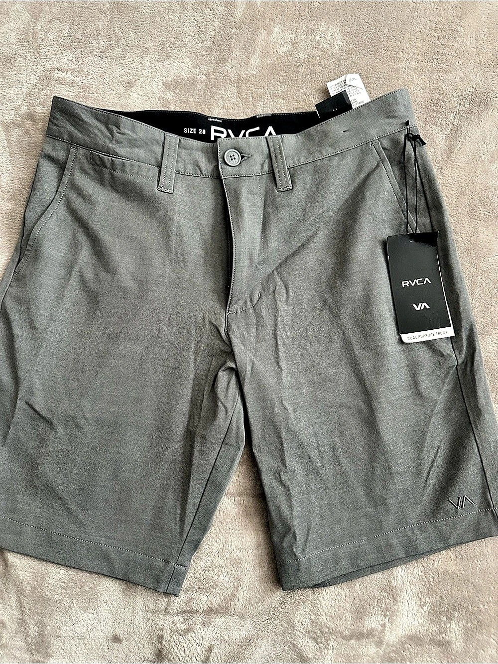 RVCA Back In Hybrid 19" Shorts Men's Gray Flat Front Shorts Waist 28